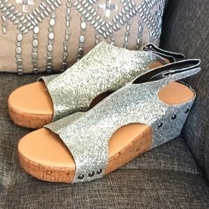 Silver Glitter Shoes Sandals Size 8.5-9